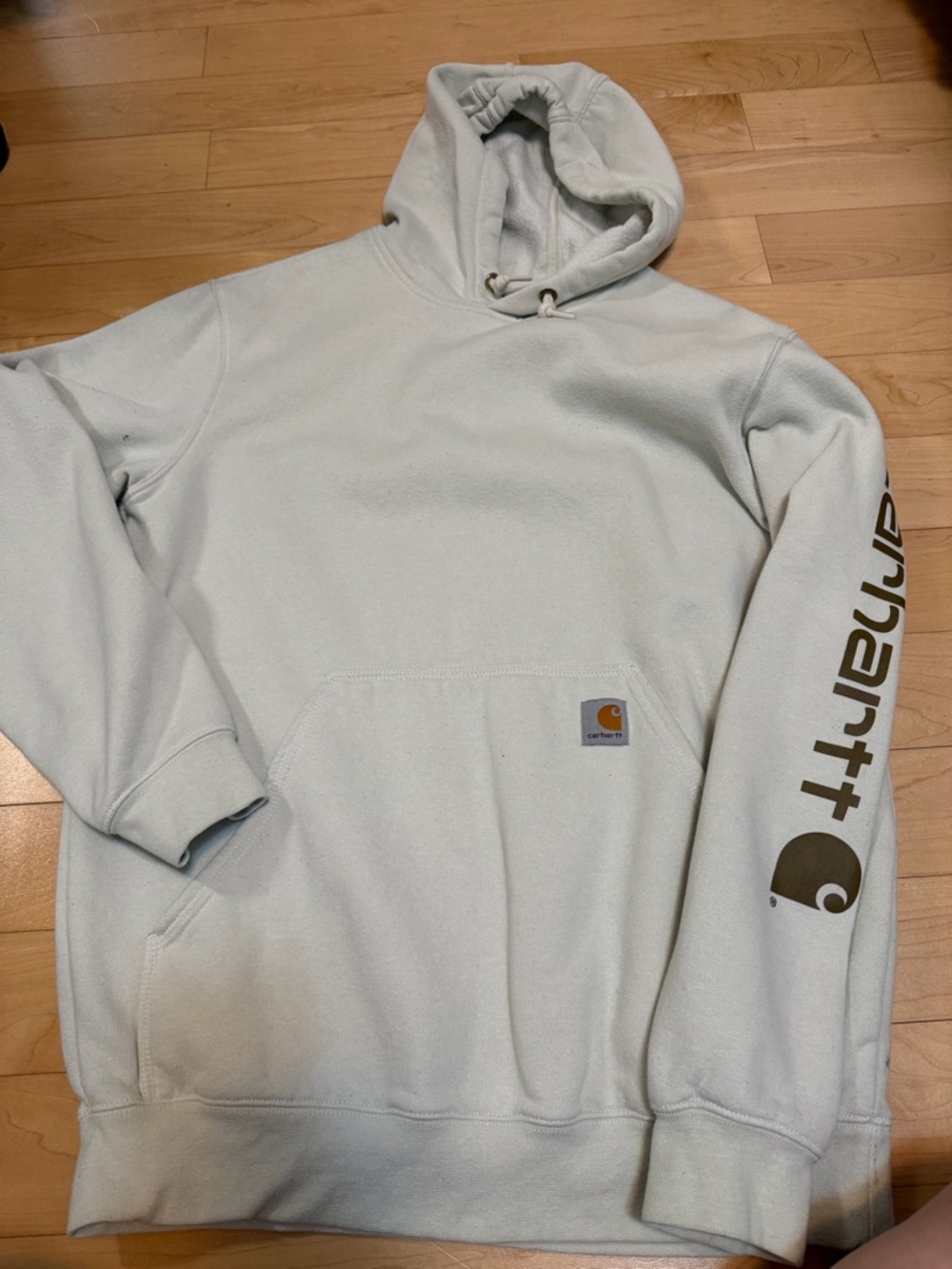 Carhartt Hooded Sweatshirt in cream with Chest Patch